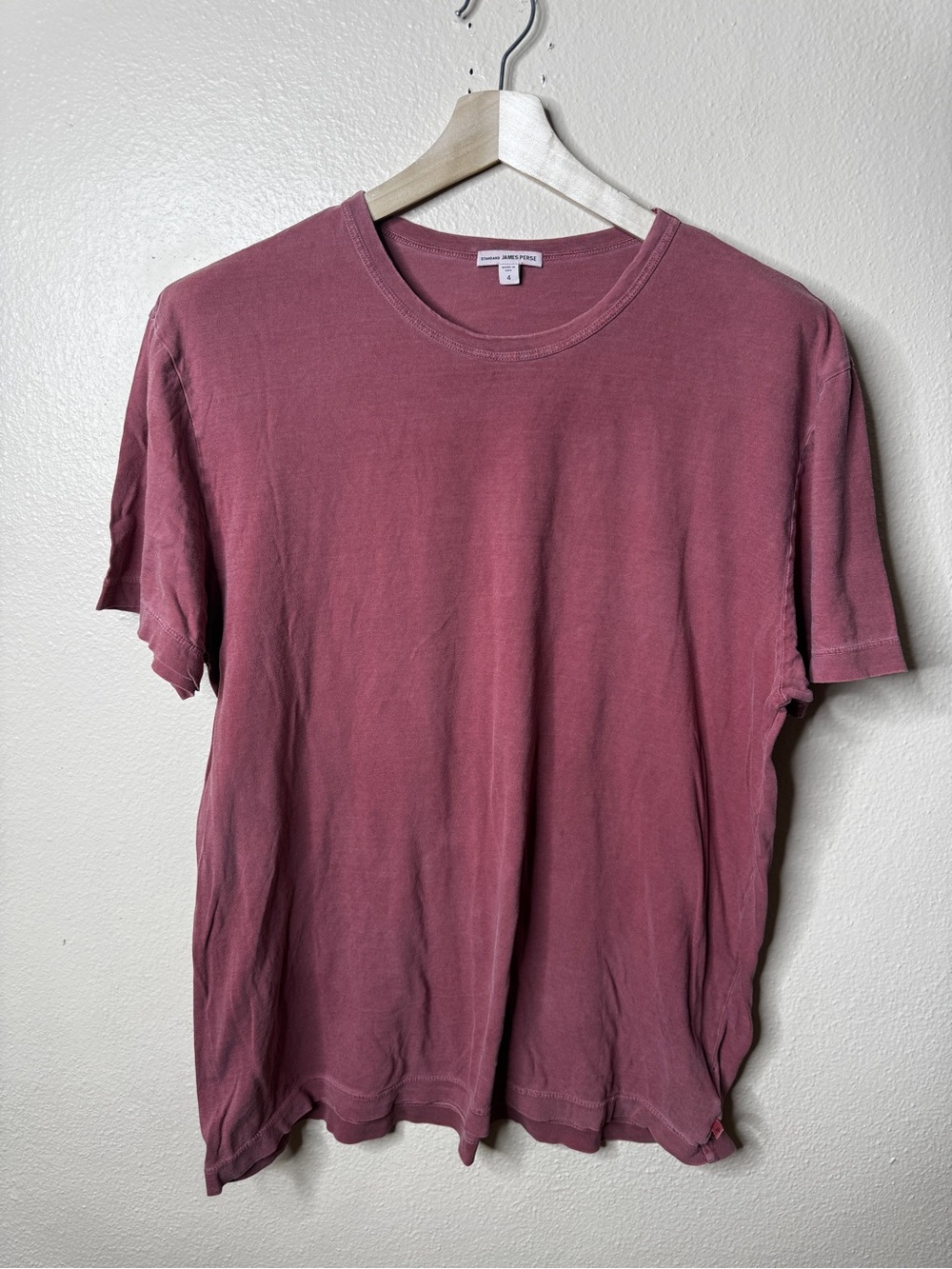 James Perse Womens Size 4 Shirt Mauve Cotton Crew Neck Made in USA